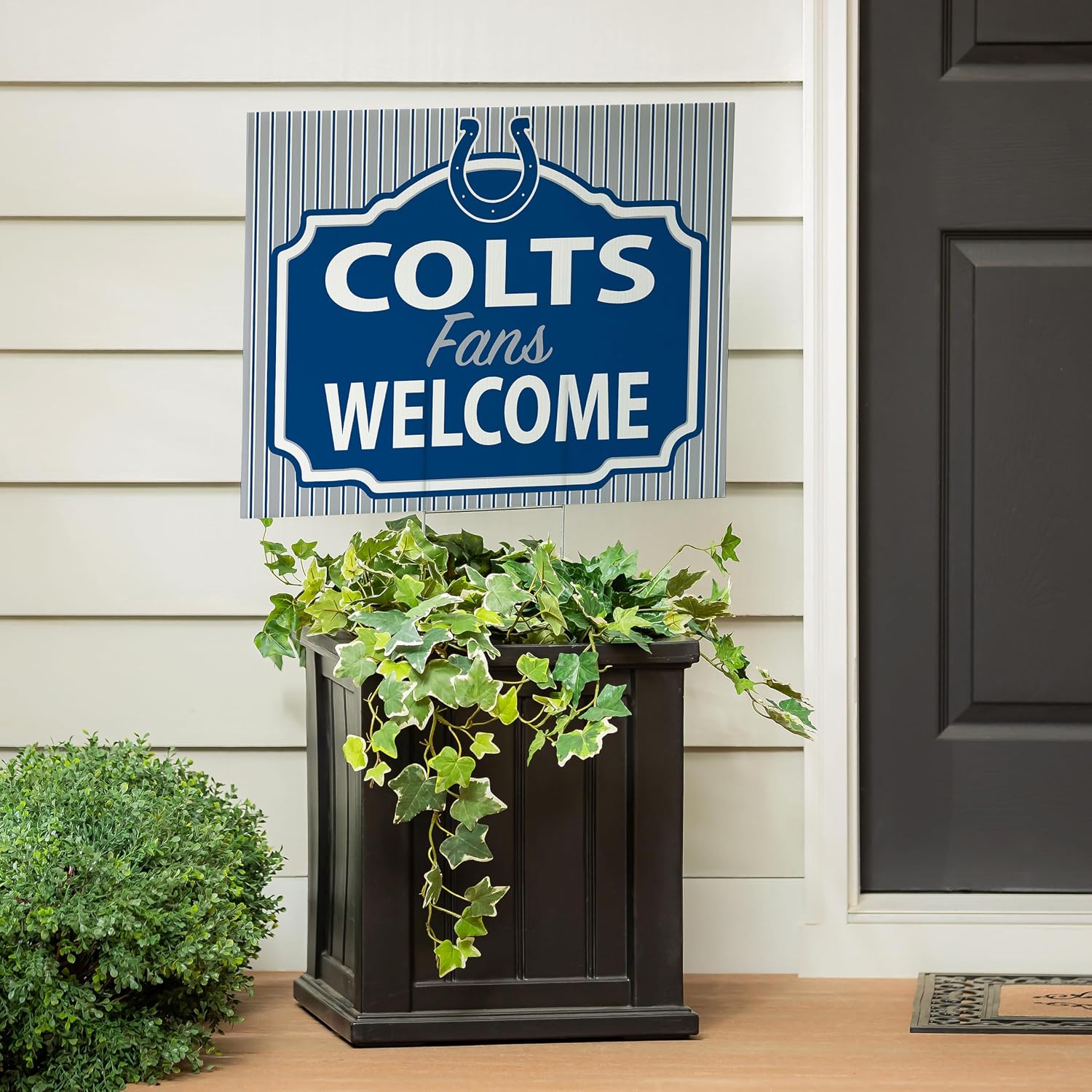 NFL Indianapolis Colts Yard Sign, Outdoor Coroplast Yard Signs with Stakes 18x24, Officially Licensed Team Logo, Football Fan Home Decoration for Lawn, Garden, Party -"Fans Welcome"