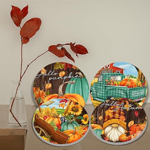 Miniatura 7 de Tucocoo Cubiertas para quemador eléctrico de calabaza de otoño, 4 piezas, decoración de Halloween, estufa redonda, cubierta para quemador de gas, 8
