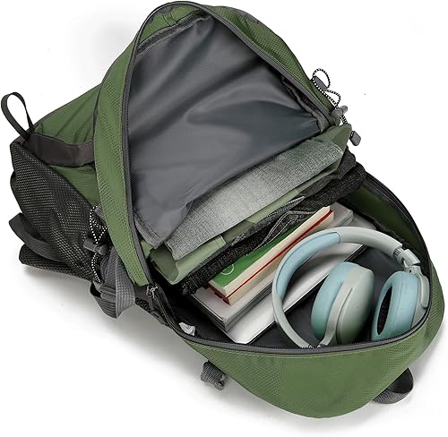 Miniatura 6 de Mochila de senderismo de 40L con compartimento separado para zapatos y soporte de cintura, diseño de múltiples bolsillos, silbato de emergencia,