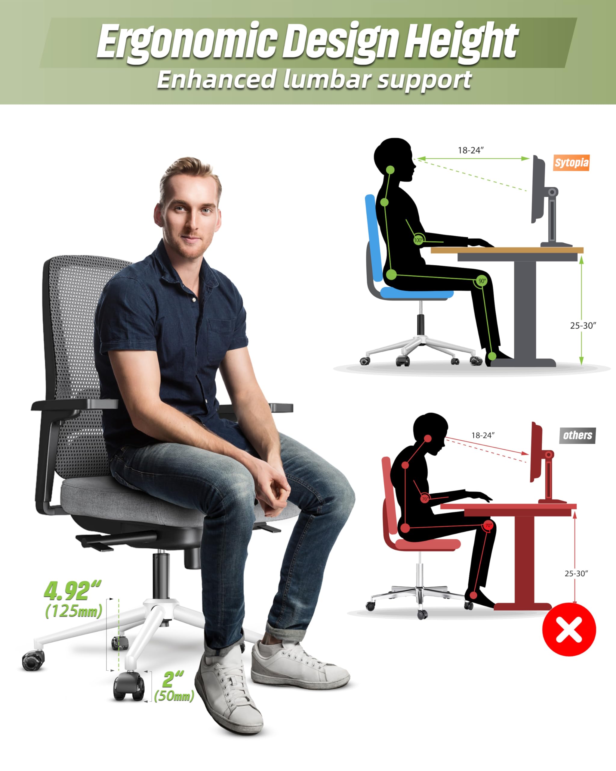 Sytopia Base di ricambio per sedia da ufficio, colore