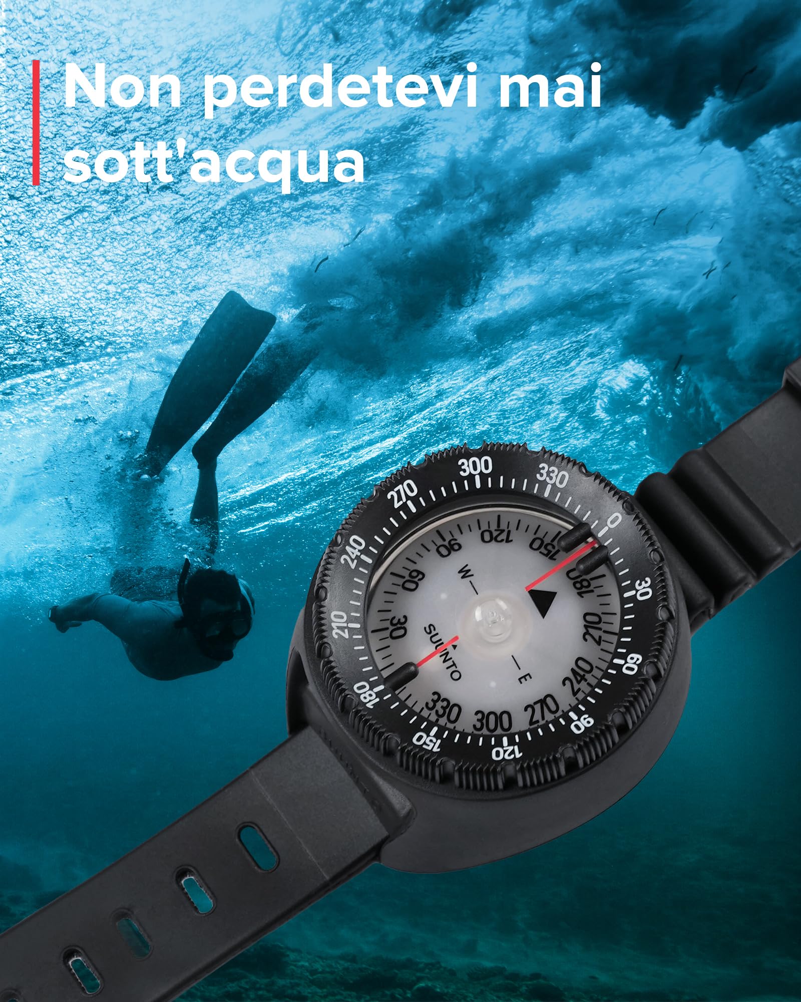 SUUNTO Dive SK-8 Bussola Subacquea Professionale, Compass Impermeabile, Quadrante Fosforescente, Ampia Finestra di Lettura Laterale, Visibilità Ottimale Navigazione Precisa per Esplorazioni Subacquee