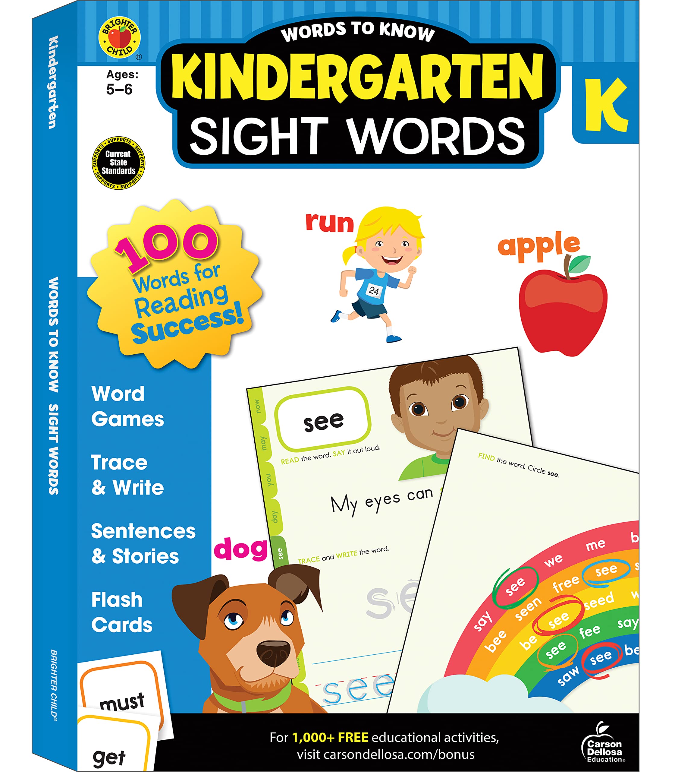 Words to Know Sight Words Workbook for Kindergarten--Word Search, Games, Puzzles, Flashcards, Handwriting, Coloring for Learning and Reading Practice (320 pgs)
