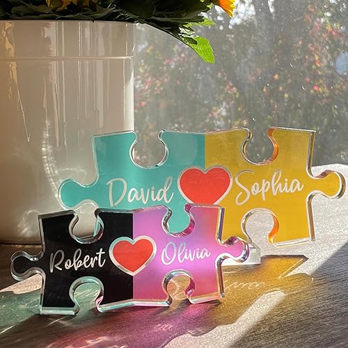 Miniatura 2 de Cartel de nombre de rompecabezas personalizado para parejas, regalos del día de San Valentín para ella él, papel acrílico de 0.45 pulgadas de