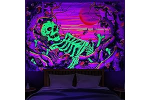 Uspring Blacklight Skull Tapestry: Unveil the Eerie Glow in Your Abode