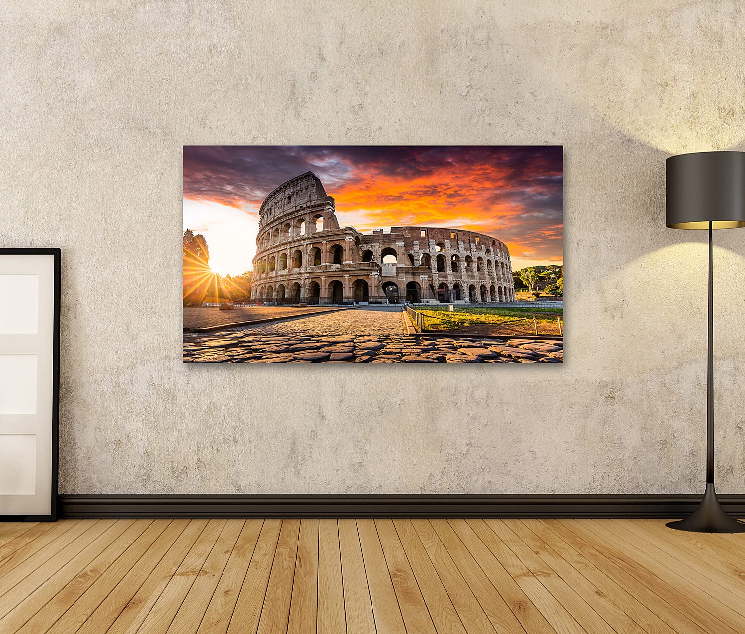 ADOHOME Quadro su tela Roma Colosseo Italia famosa città edificio poster e stampa artistica da parete immagine per soggiorno decorazione 80 x 160 cm senza cornice