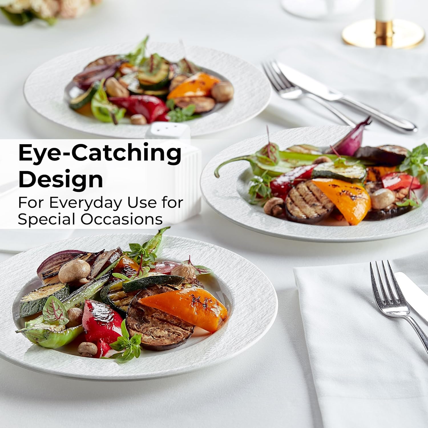 MIAMIO - 11 Inch, Set of 4 Dinner Plates/Ceramic Plate Set, Crockery Set - Modern Plates, Microwave and Dishwasher Safe - Oasis Collection