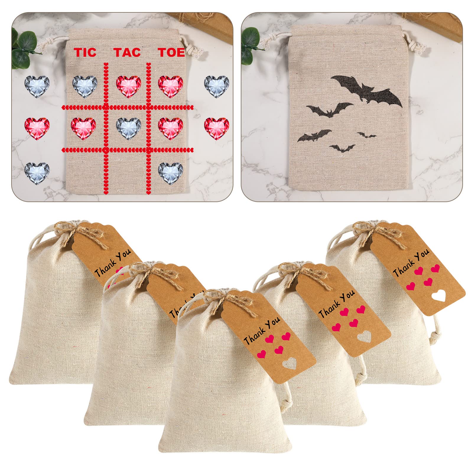 Pinowu Lot De 12 Sacs En Toile De Jute Et Coton Avec Cordon De