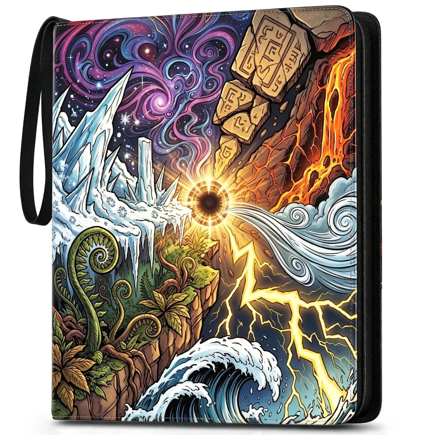 Raccoglitore per carte collezionabili, 9 tasche, 540 scomparti per carte con design a 3 anelli con cerniera, resistente, adatto ai viaggi, per sport, giochi e carte da collezione