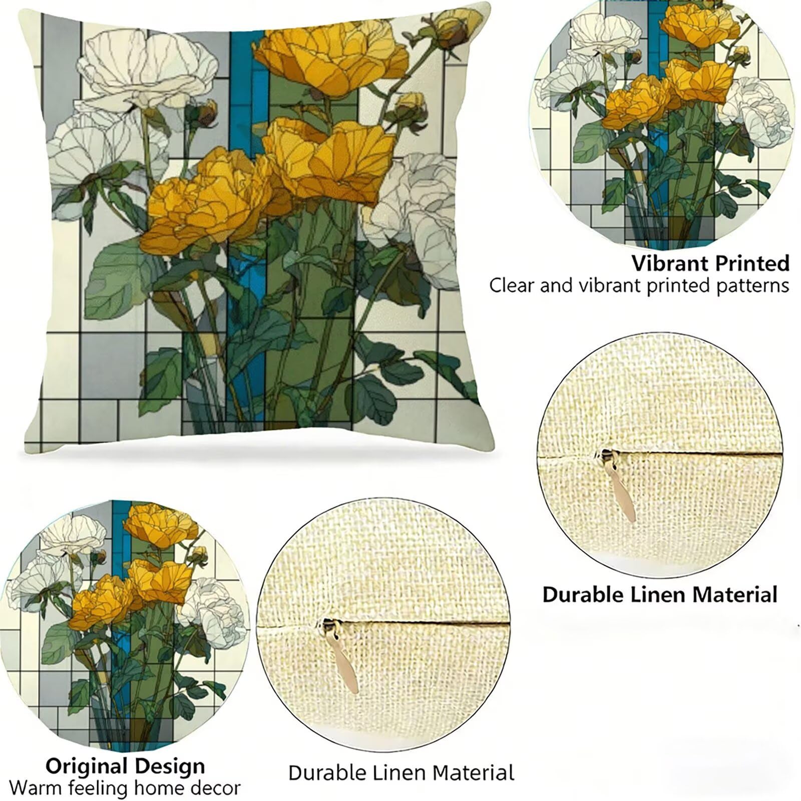 Housse de Coussin Canapé Flower 80x80cm Exterieur Impermeable Botanique Taie D'oreiller Décoratif Aesthetic Housse Coussin Decoration pour Chambre Sofa Jardin Balcon Terrasse Lot de 2. P-5004