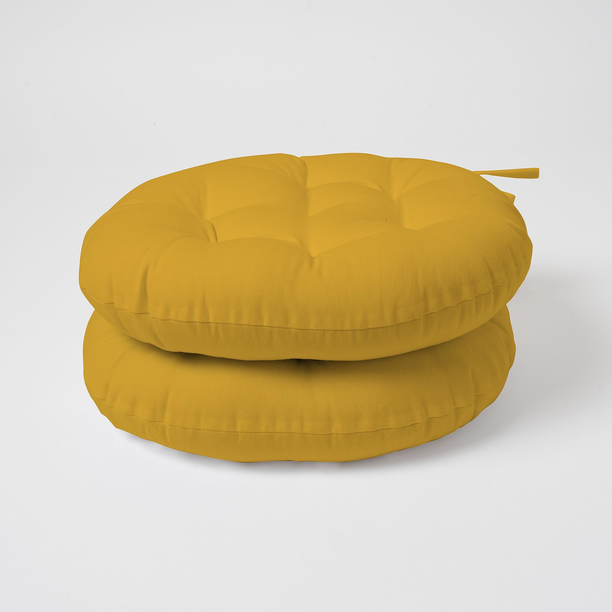 SKANDA FAB Reversible Round Chair Pad|Chair Pad Cushions|Chair Cushion Pad|Chair Cushion Chair Pad Mustard Yellow 40 x 40 x 8 cm (Pack of 2) (B0CD2HT31W) Amazon Price History, Amazon Price Tracker