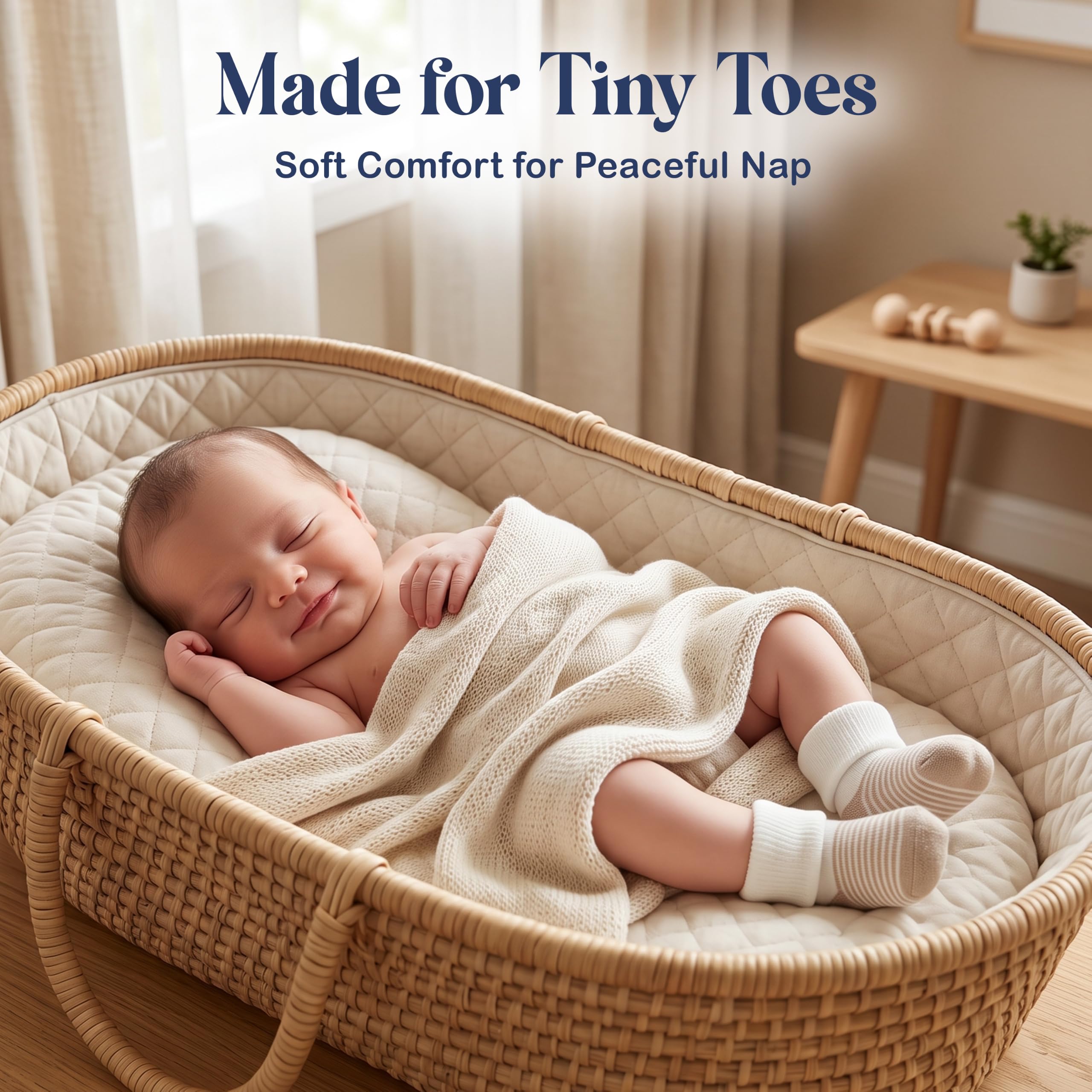 Mother's Choice Lot de 12 paires de chaussettes pour bébé de 0 à 6 mois, en coton bio, unisexe, douces et hypoallergéniques pour nouveau-né