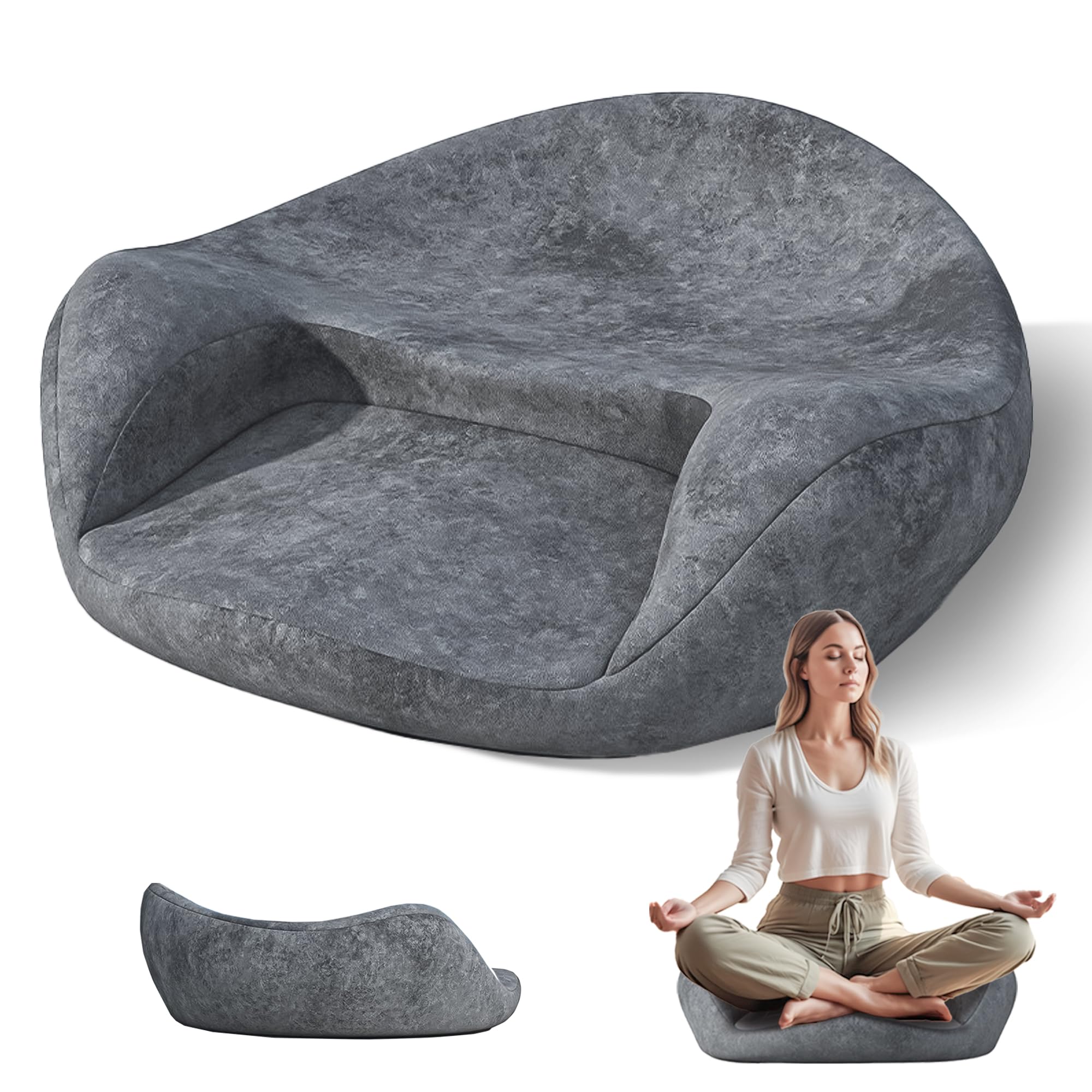 Cojín de Meditación Yoga & Zen - Espuma Memory Extra Gruesa - Soporte Espinal para Sentarse en el Suelo - Hogar, Tatami y Práctica Zen