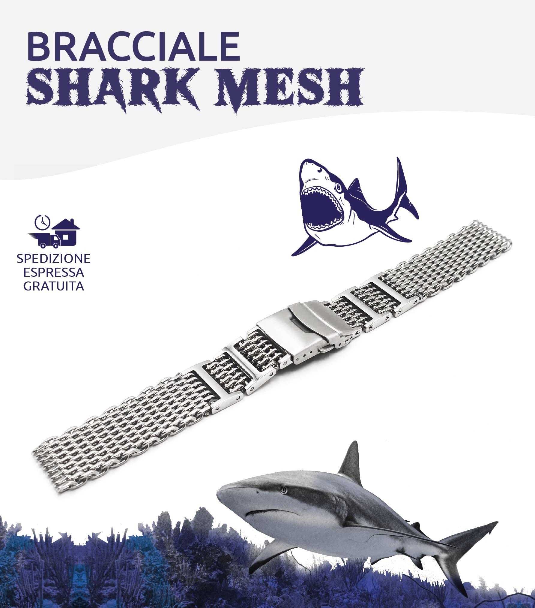 Bransoletka Shark Mesh ze stali nierdzewnej ONE More STRAP 20mm22mm 24mm kompatybilny z Citizen Promaster i Seiko SKX sub diver pasek do zegarka milan