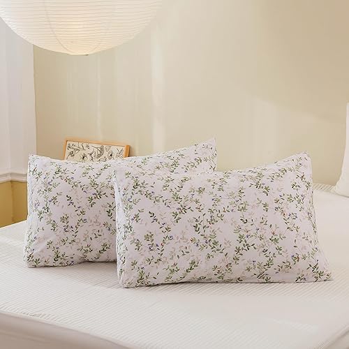 Miniatura 8 de ECOCOTT Funda de edredón tamaño King  Juego de funda de edredón con diseño floral botánico de hojas verdes, súper suave, con cierre de cremallera, 4