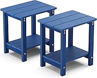 Vista 26 de MXIMU Mesa auxiliar exterior Adirondack de doble capa, mesas laterales exteriores cuadradas resistentes al clima, mesa auxiliar exterior