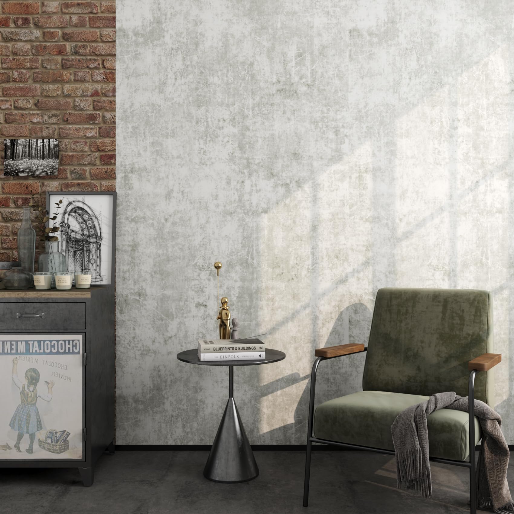ReWallpaper White Cement Wallpaper for Bedroom Thicken 40CM×7M Light Grey Concrete Wallpaper for Living Room Vintage Vinyl Wrap for Kitchen Cabinets Wall Paper Roll Bathroom Waterproof - Image 4