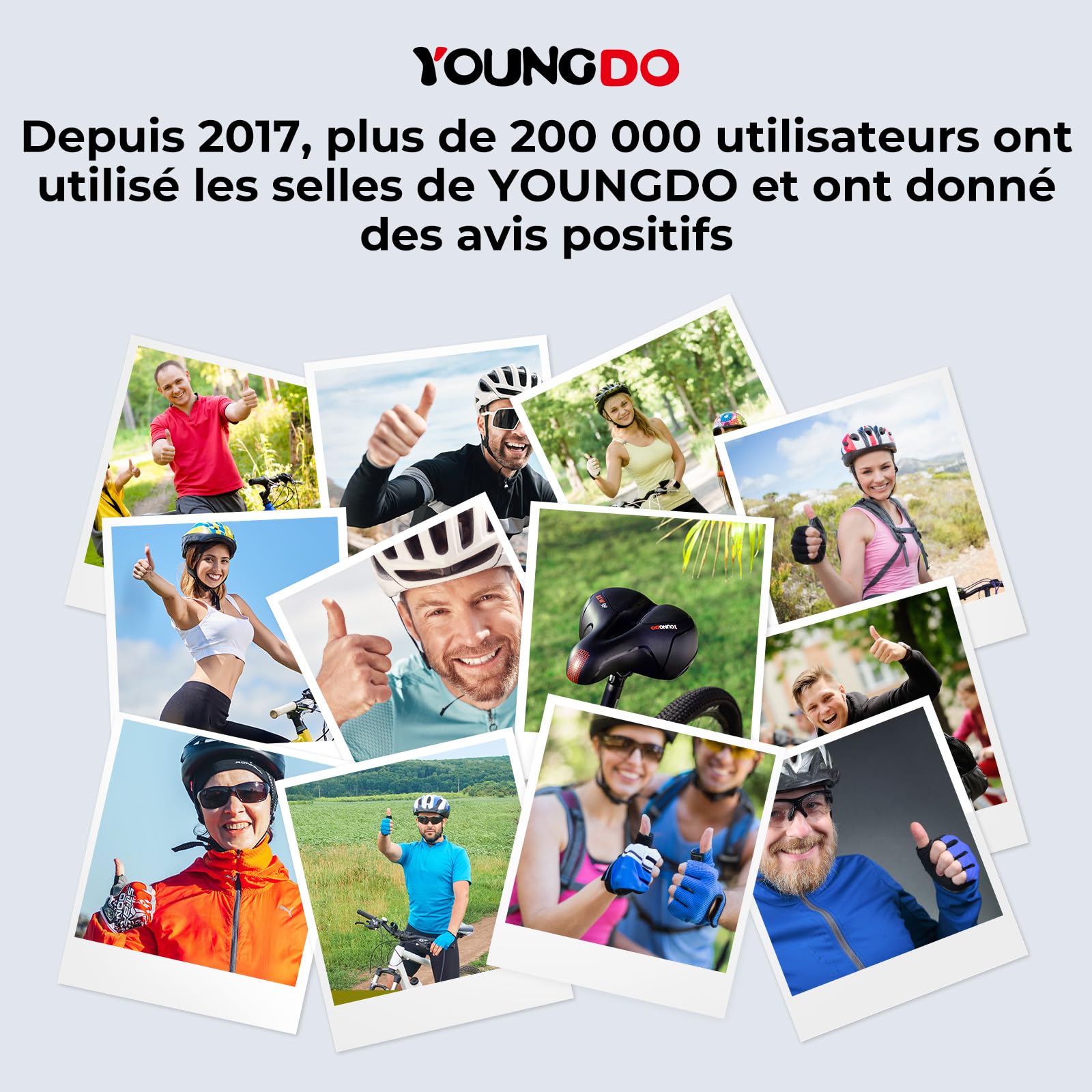 YOUNGDO Selle de Vélo Ultra Confortable, Selle Vélo avec Feu Arrière, Selle Velo Confortable avec Boule d'Amortisseur à Double Ressort, Imperméable, Doux, Respirant, pour Vélo de Ville/VTT