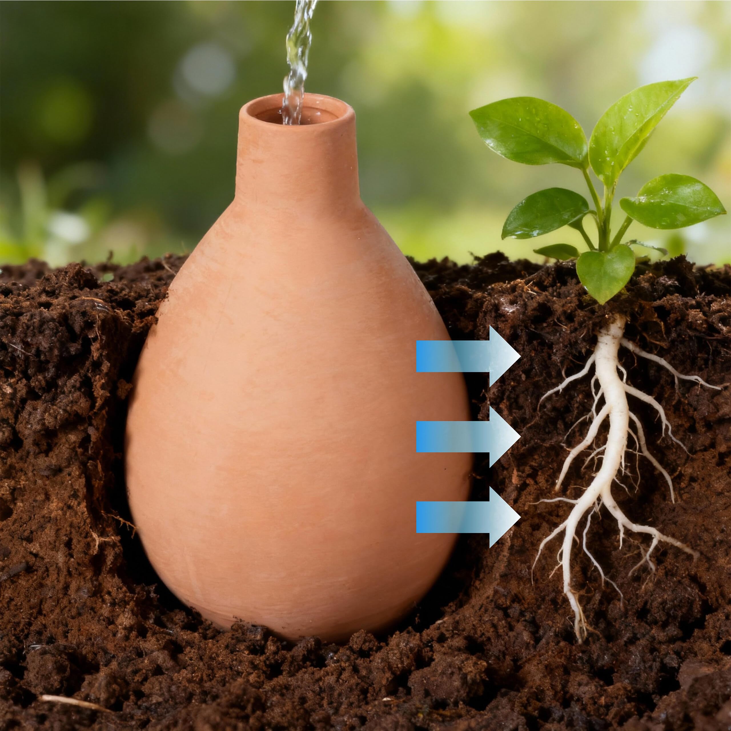 Relaxdays Set di 2 Vasi in Terracotta da 1L per Irrigazione Radicale, Aiule e Serre, Risparmio d'Acqua, 18x13x13 cm