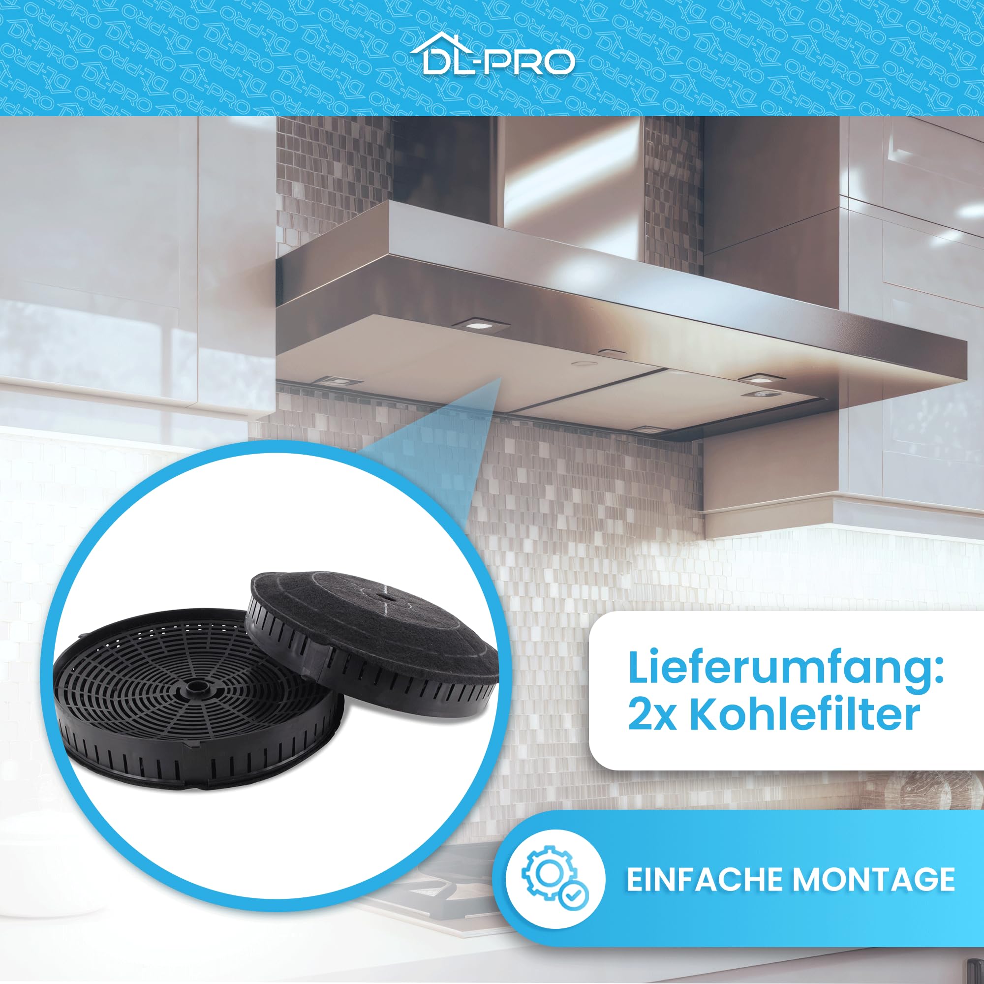 DL-pro Lot de 2 filtres à charbon actif pour hotte Whirlpool 48400008824 Wpro Type57 CHF57 AEG 4055171138 4055217501