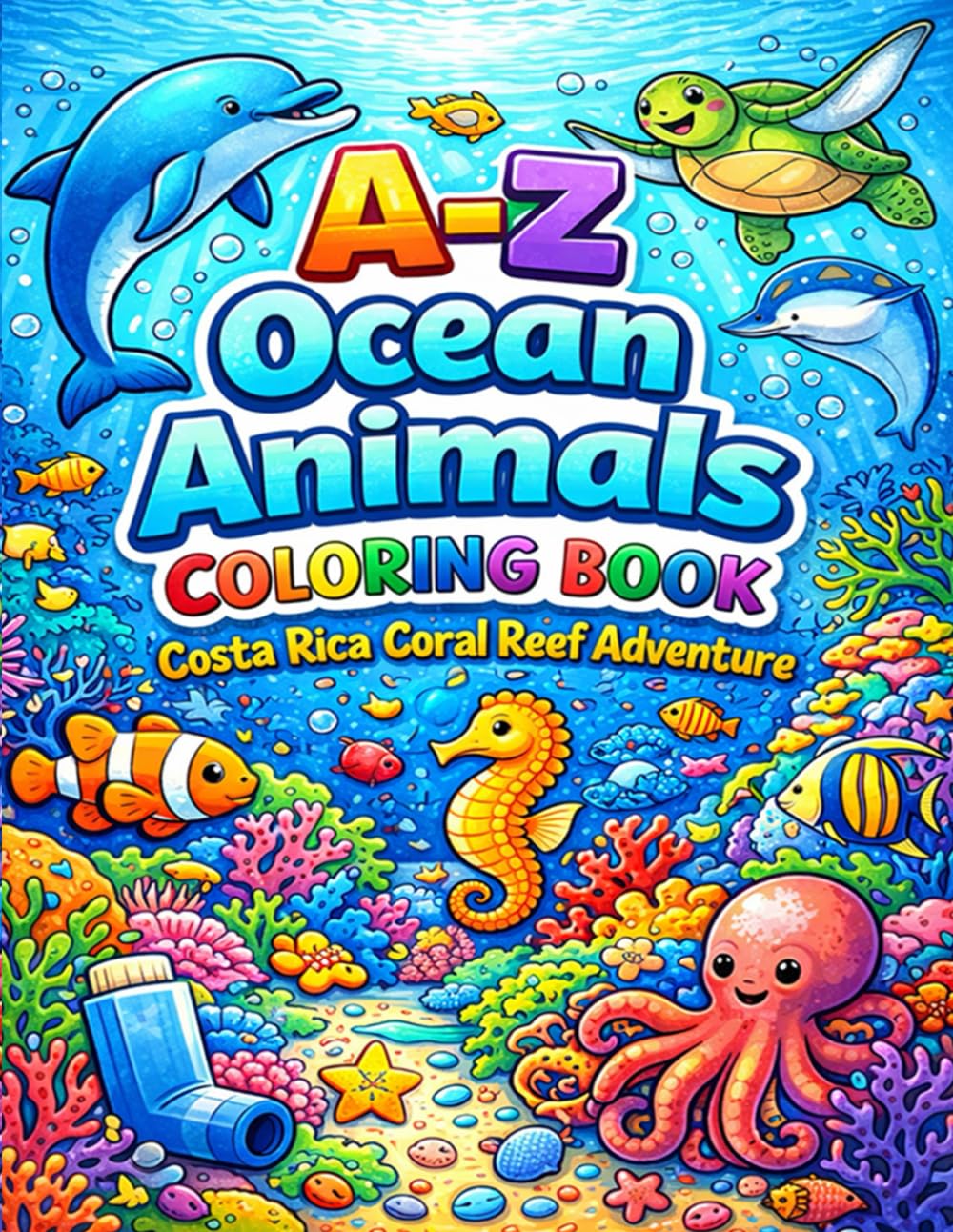 A–Z Ocean Animals Coloring Book: Costa Rica Coral Reef Adventure