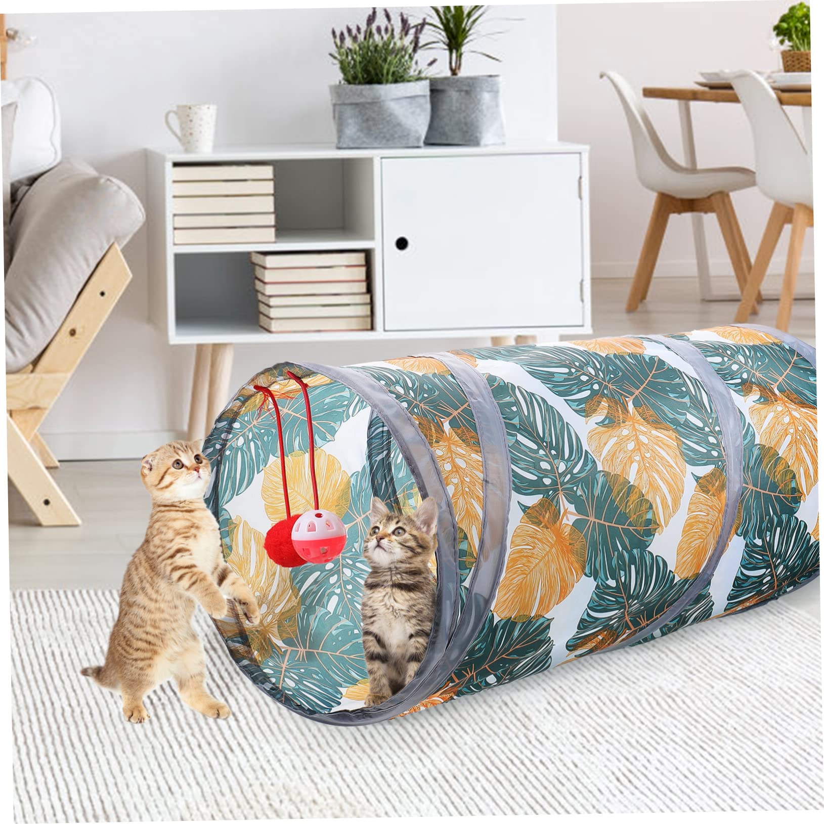 Mipcase 3pezzi Tunnel Pieghevole Per Gatti Gioco Interattivo Poliestere Accessorio Per Gatti Indoor Riparo Caldo Per Esercizio e Riposo