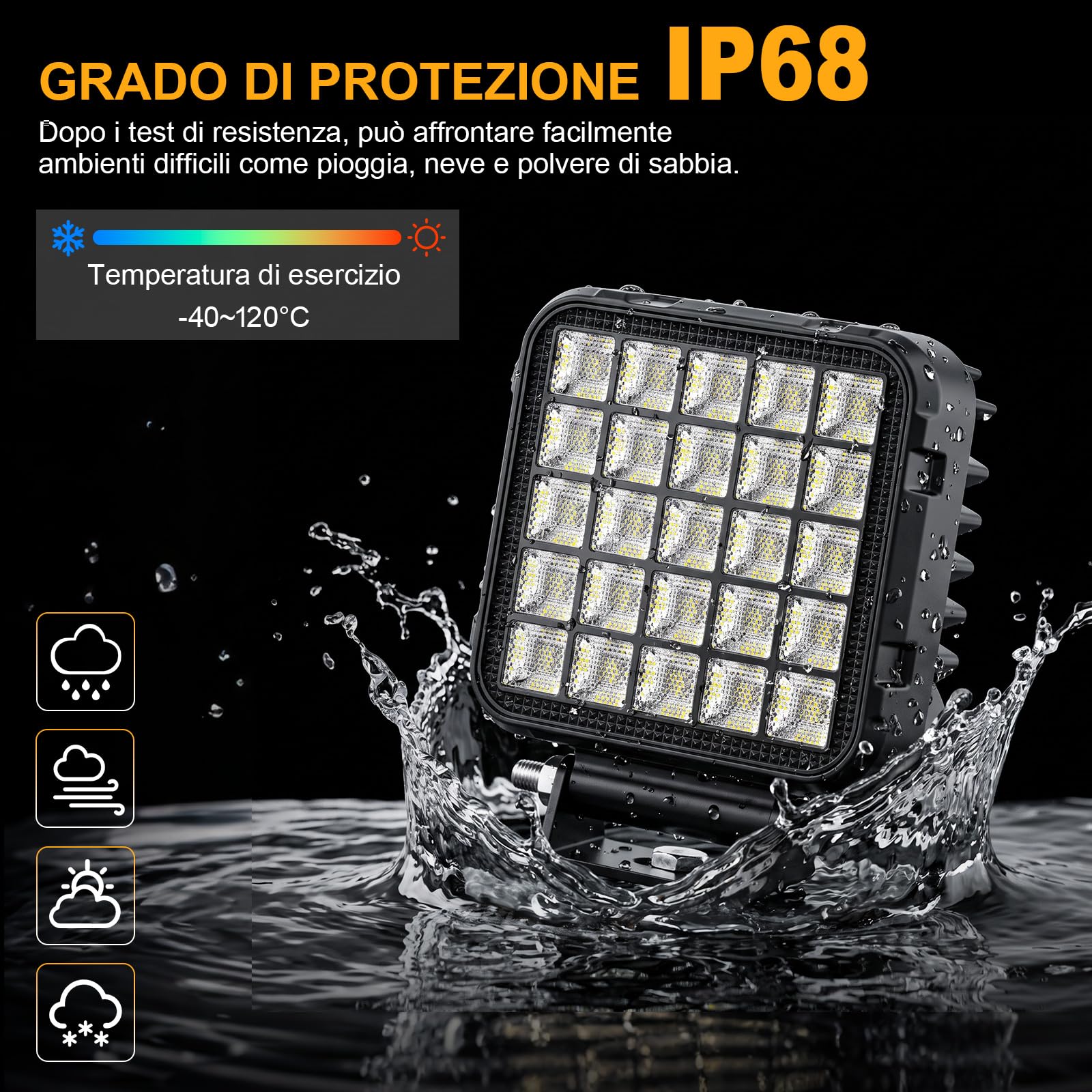 antom Reflektor roboczy LED 172 W, 9-60 V, 108 LED 6500 K, biały i 3000 K bursztyn