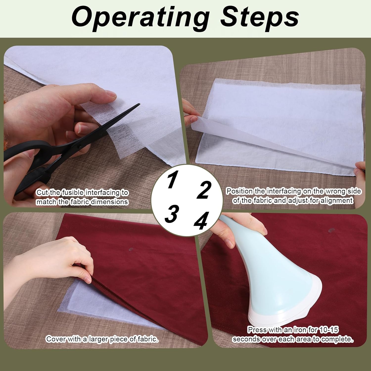 Interfacing Fabric for Sewing, 39 Inch x 2 Yards White Fabric Interfacing Iron On Medium Weight Woven Iron-On Fusible-Interfacing for T-Shirt Quilts Blouses Dress Shirts DIY Crafts Supplies