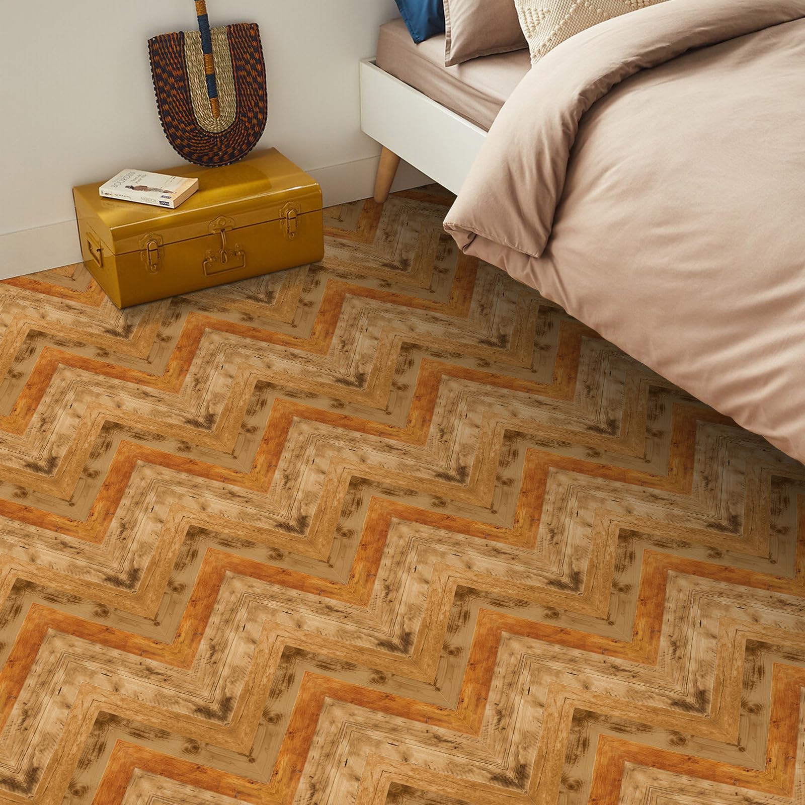 Samoprzylepne płytki podłogowe, Self Adhesive Wood Grain PVC Floor Tiles 30x30cm Pack Of 10-50 Pieces Multicolor(Style M,30 * 30cm*10 pcs)