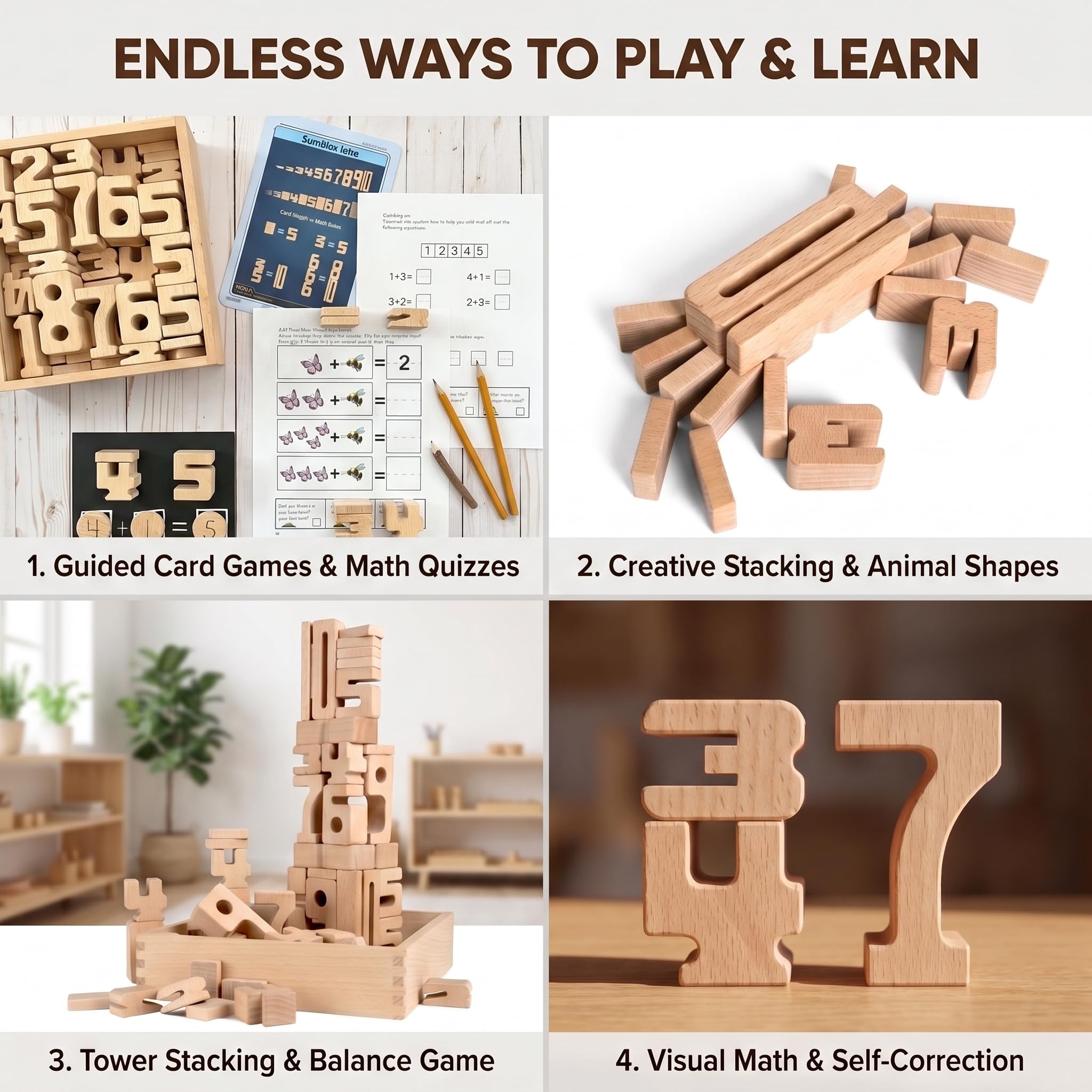 Amazon.com: SumBlox Mini Math Building Blocks - STEM Solid Wood