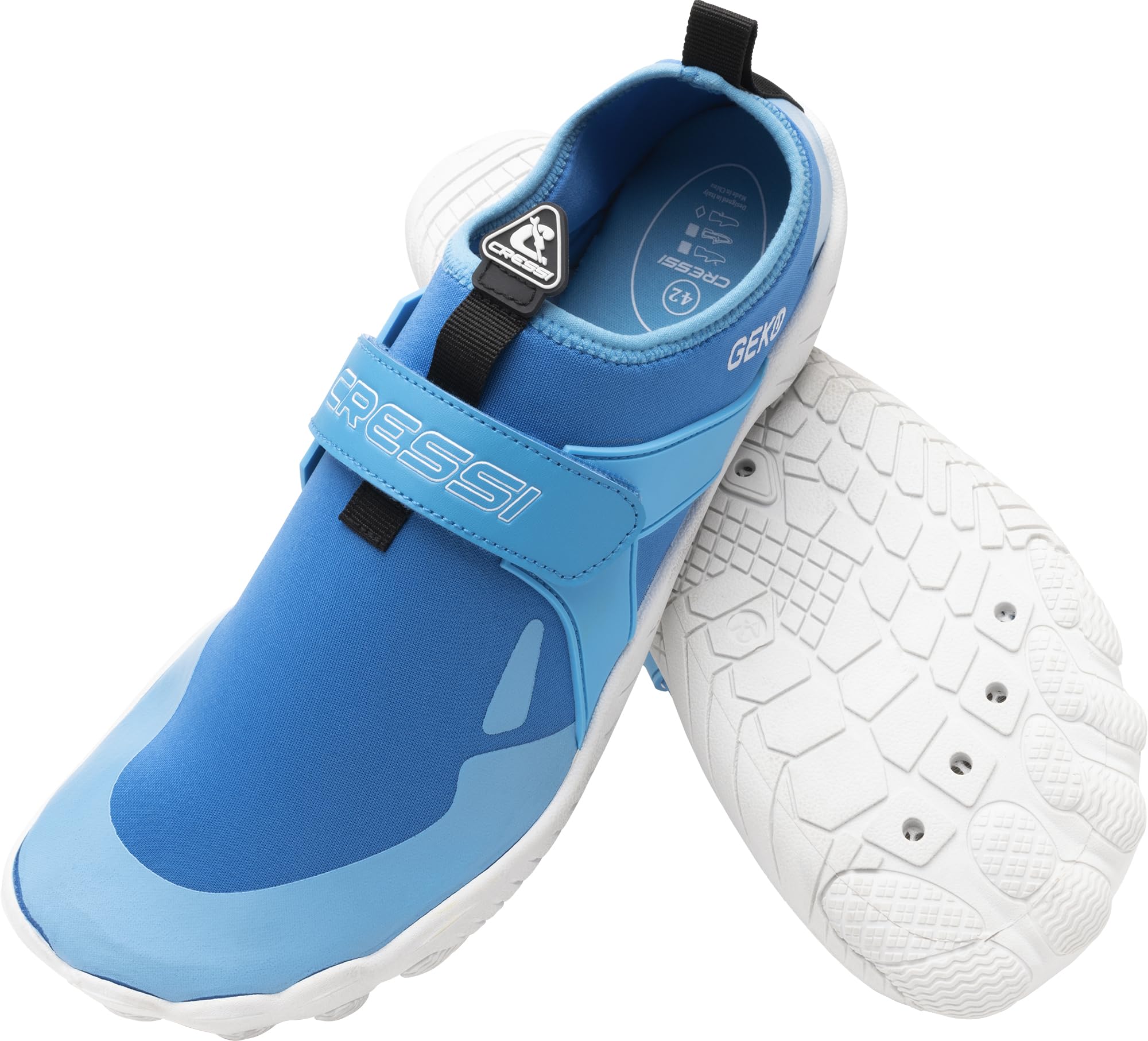 CRESSI Geko Shoes Azure/White 43 - Unisex buty rockowe, idealne do wciągających wrażeń w środowisku wodnym z bezpośrednim połączeniem z dnem morskim, lazurowe/białe, 43
