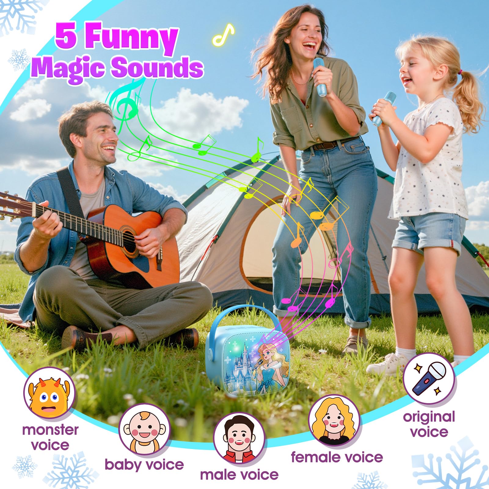 Braxel Karaoke Maschine mit 2 Bluetooth Mikrofon Kinder, Weihnachts Geschenke Spielzeug für Mädchen 3-12 Jahre Tragbarer Karaoke Mikrofon Set mit DSP & LED-Lichtern, Ideal für Familienfeiern & Partys