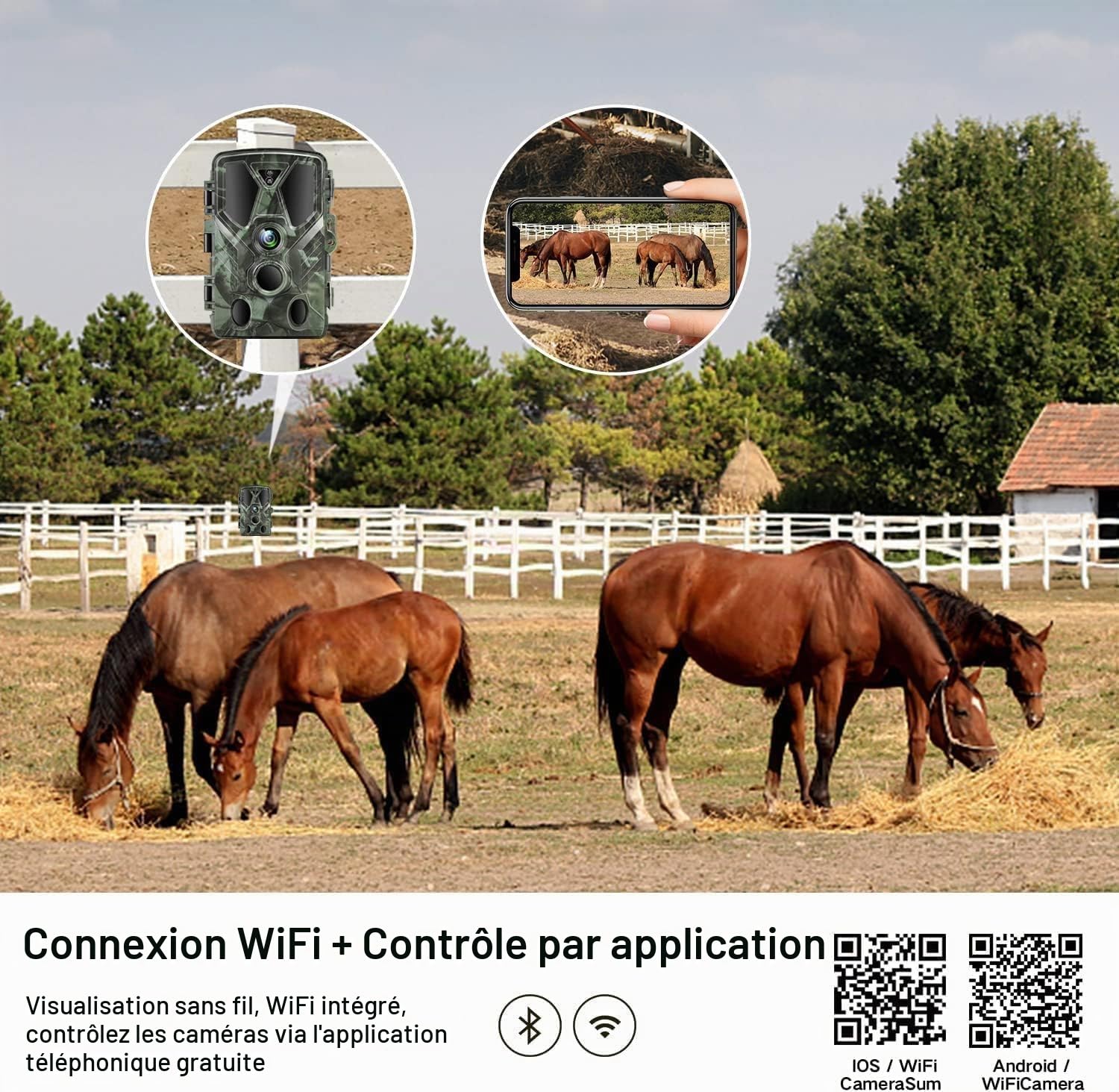 Caméra de Chasse WiFi Bluetooth App, 36MP 4K Camera Chasse avec Vision Nocturne Infrarouge, Vitesse de Déclenchement 0.2s, IP66 Étanche Piege Photographique, Carte Mémoire 32GB (WiFi812Pro)