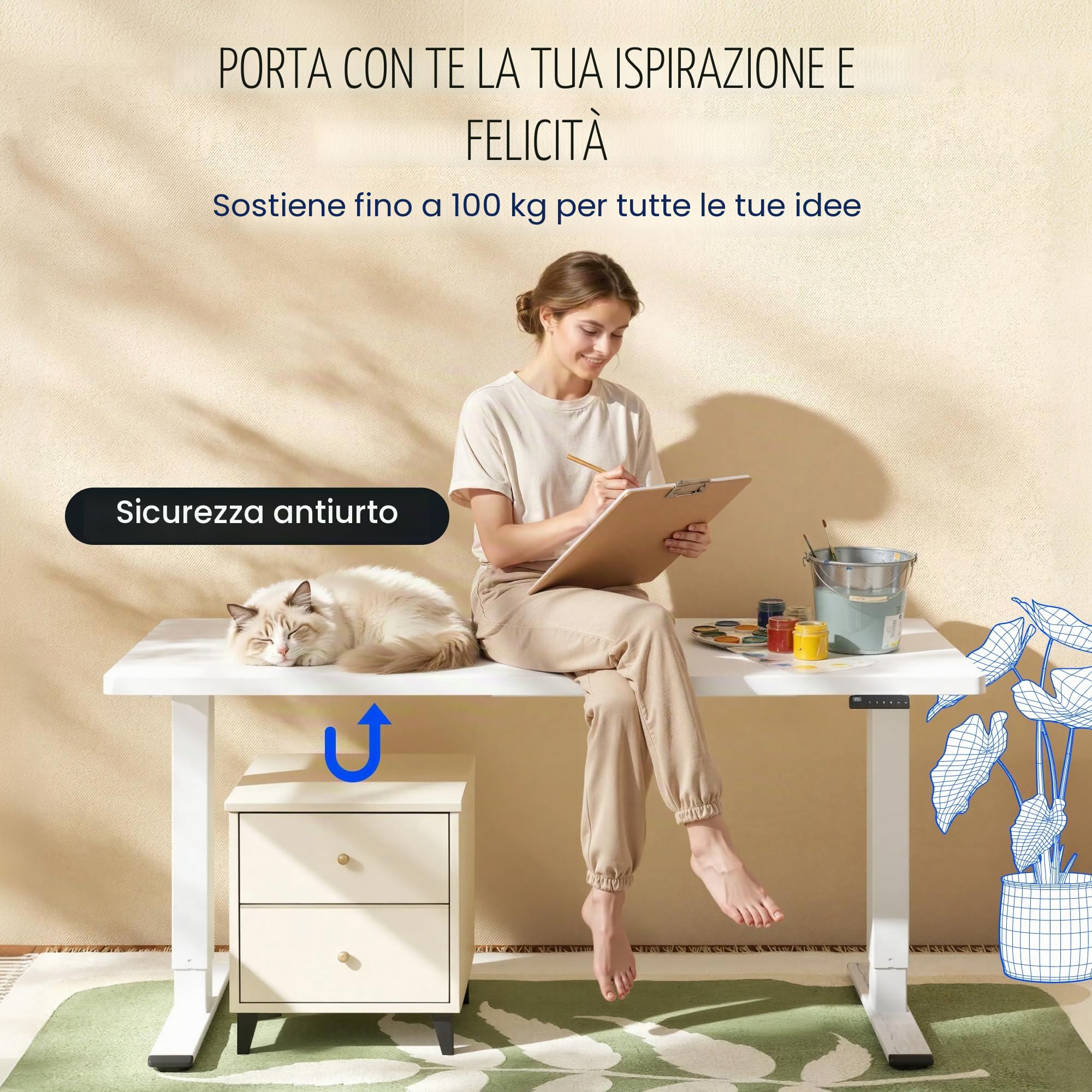 FLEXISPOT E1 PRO Scrivania Regolabile in Altezza con 2 Motori con Memoria Automatica Intelligente Standing Desk Scrivania Elettrica Scrivania Motorizzata