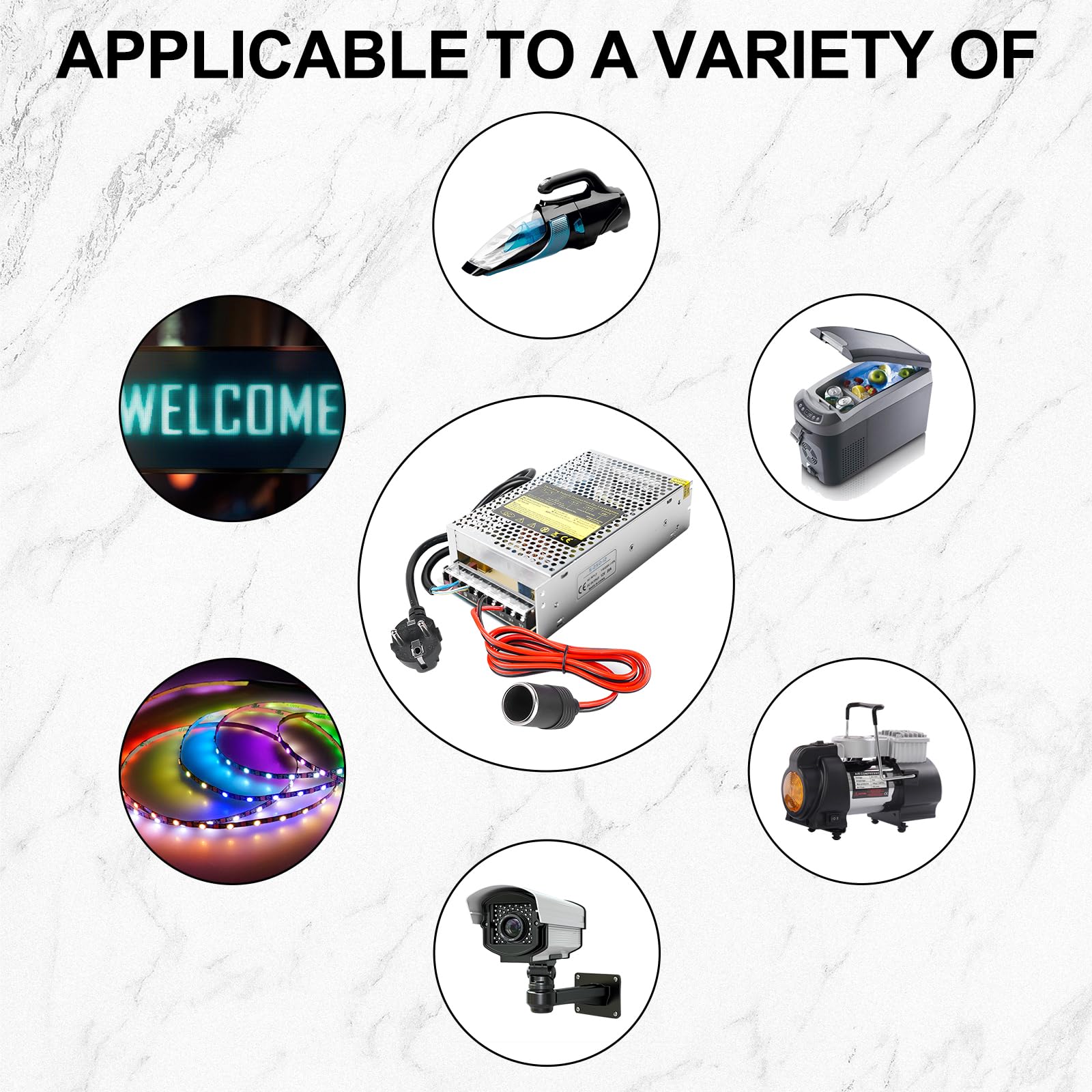 Zasilacz impulsowy 12 V, 20 A, 240 W, adapter sieciowy do samochodu, transformator napięcia AC 240 V na DC 12 V, zasilacz sieciowy, odpowiedni do taśm LED, CCTV, radia, aparatów, instrumentów