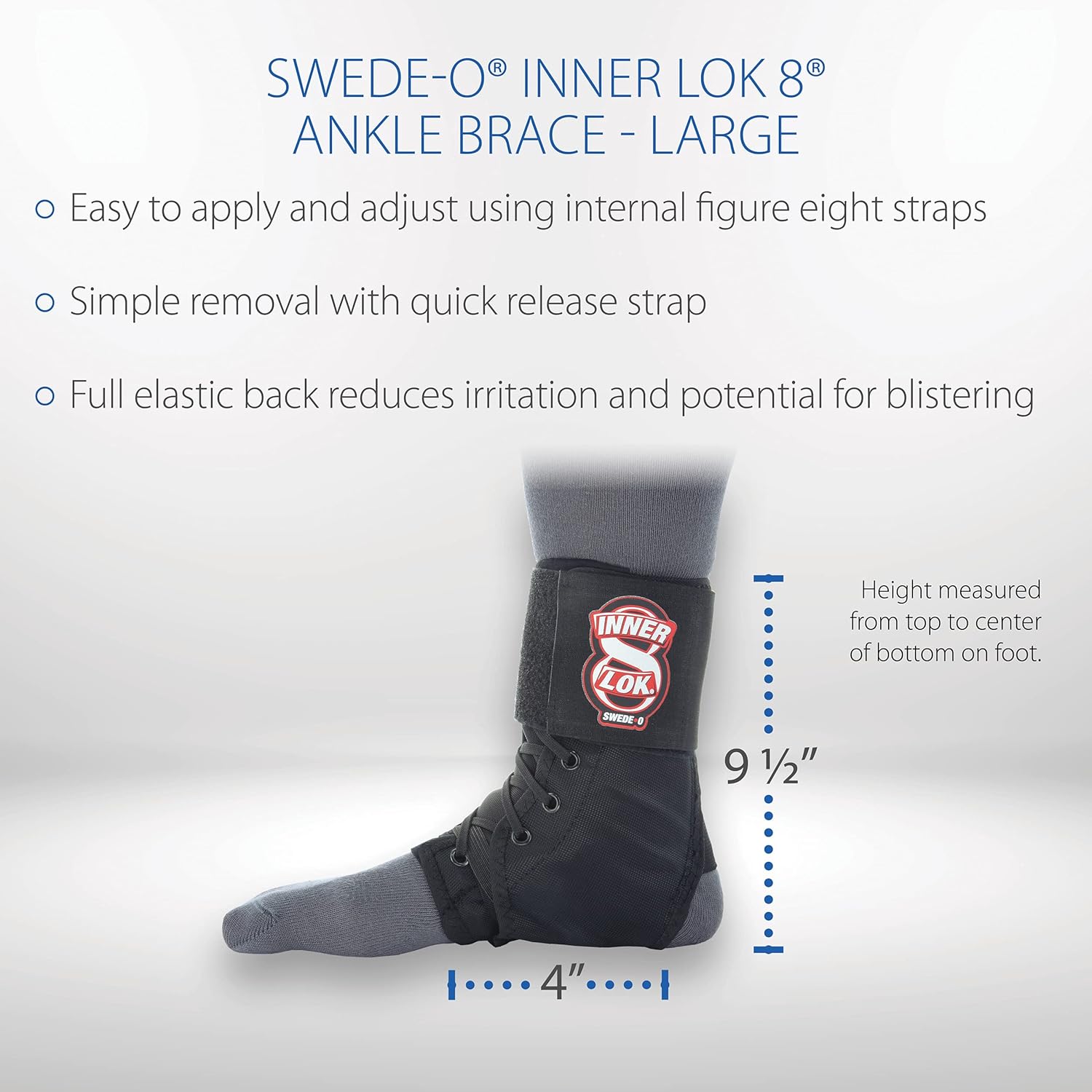 Swede-O Inner Lok 8 Ankle Brace, Black - Large