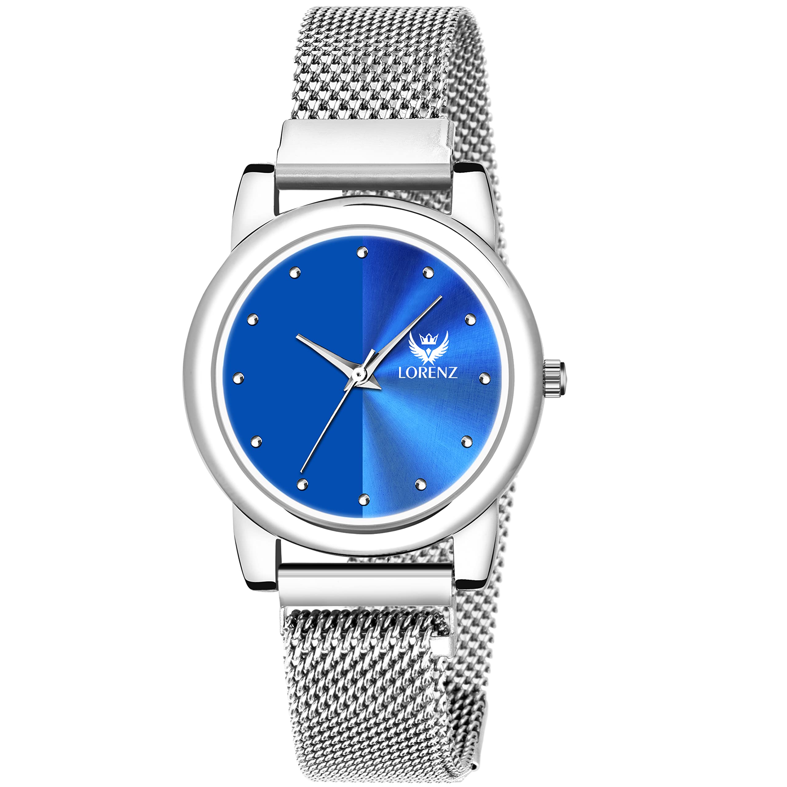 LORENZ Blue Dial & Silver Magnetic Mesh Strap Watch for Women & Girls | AS-117A (B09T9W71JF) Amazon Price History, Amazon Price Tracker