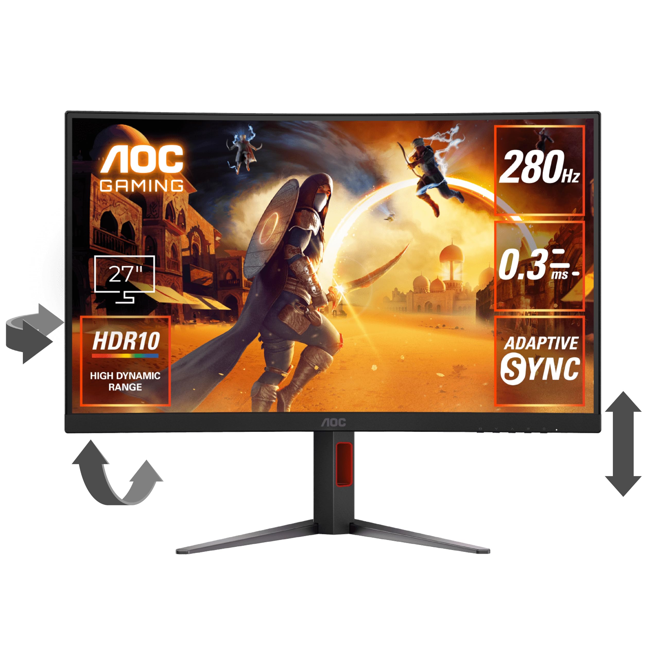 Amazon.co.jp: AOC 湾曲ゲーミングモニター 27インチ, フルHD@280Hz  