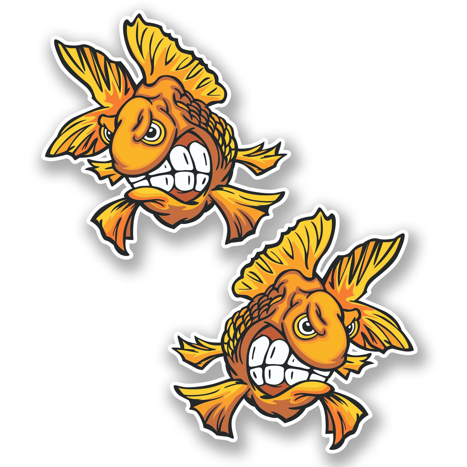 Destinationvinyl Multi 2 X 10Cm Goldfish Fish Vinyl Sticker Decal Laptop Tank Fun Angry Car Bike #5651 (10Cm X 10Cm)