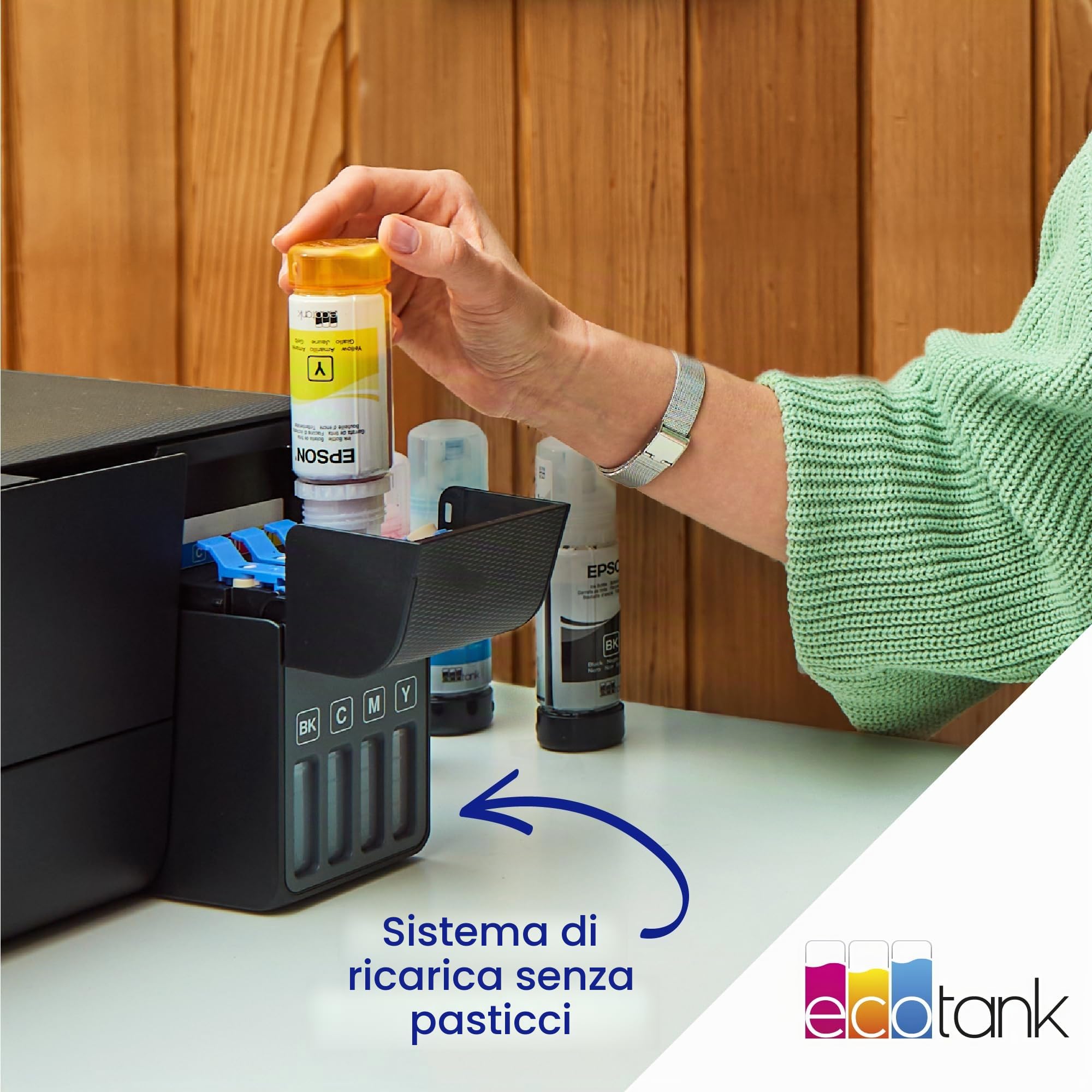 Epson EcoTank ET-2861 stampante multifunzione inkjet 3in1 A4, serbatoi ricaricabili alta capacit?, 4 flaconi inclusi pari a 4500pag B/N 7500pag colore, Wi-FI Direct, USB (ECOTANK ET-2861)