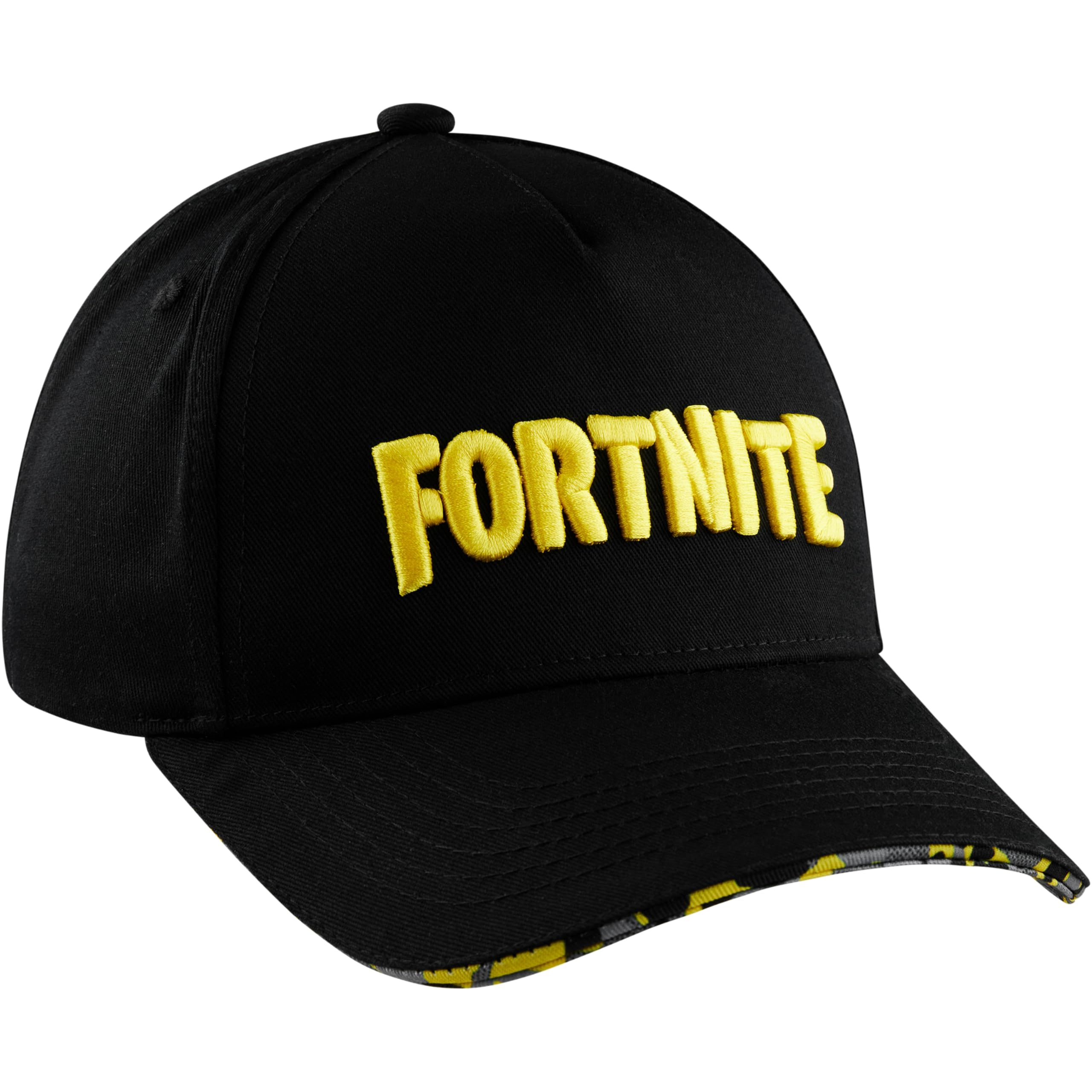 Fortnite Boys Black/Yellow Baseball Cap For Kids Teens Peaked Cap Lightweight Sun Hat Casual Sports Running Holiday Essentials Gamer Gifts ()