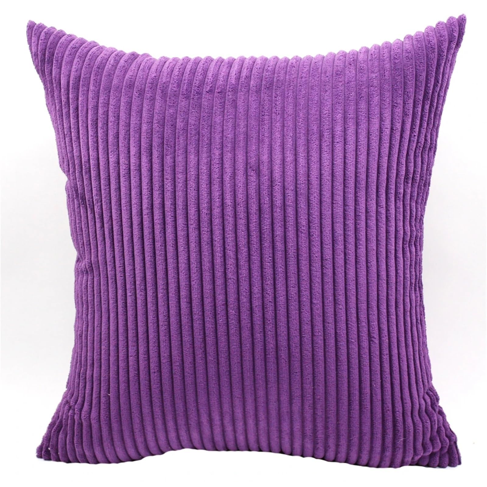 BFLCWSTD Cushion Covers Corduroy Striped Throw Pillow Cover Solid Color Cushion Home Decor(Purple,50X70CM)