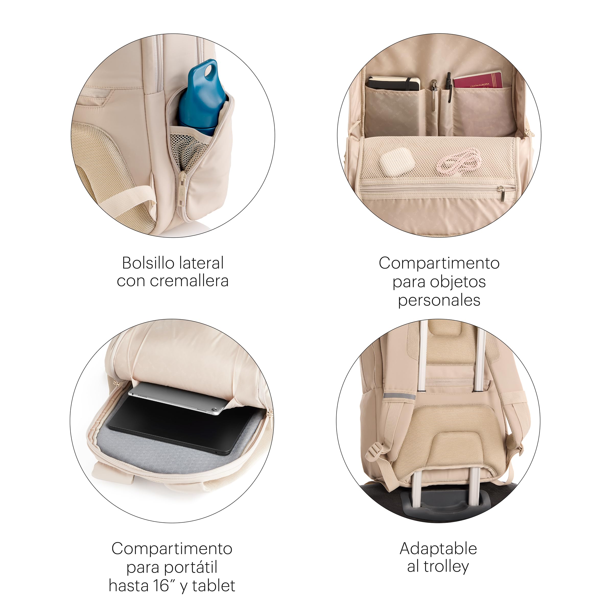 Miquelrius - Mochila | Resistente y Repelente al Agua | Múltiples Bolsillos | Compartimento Adicional para portátil 16" | Ideal para Uso Diario, Trabajo, Estudio o Viaje