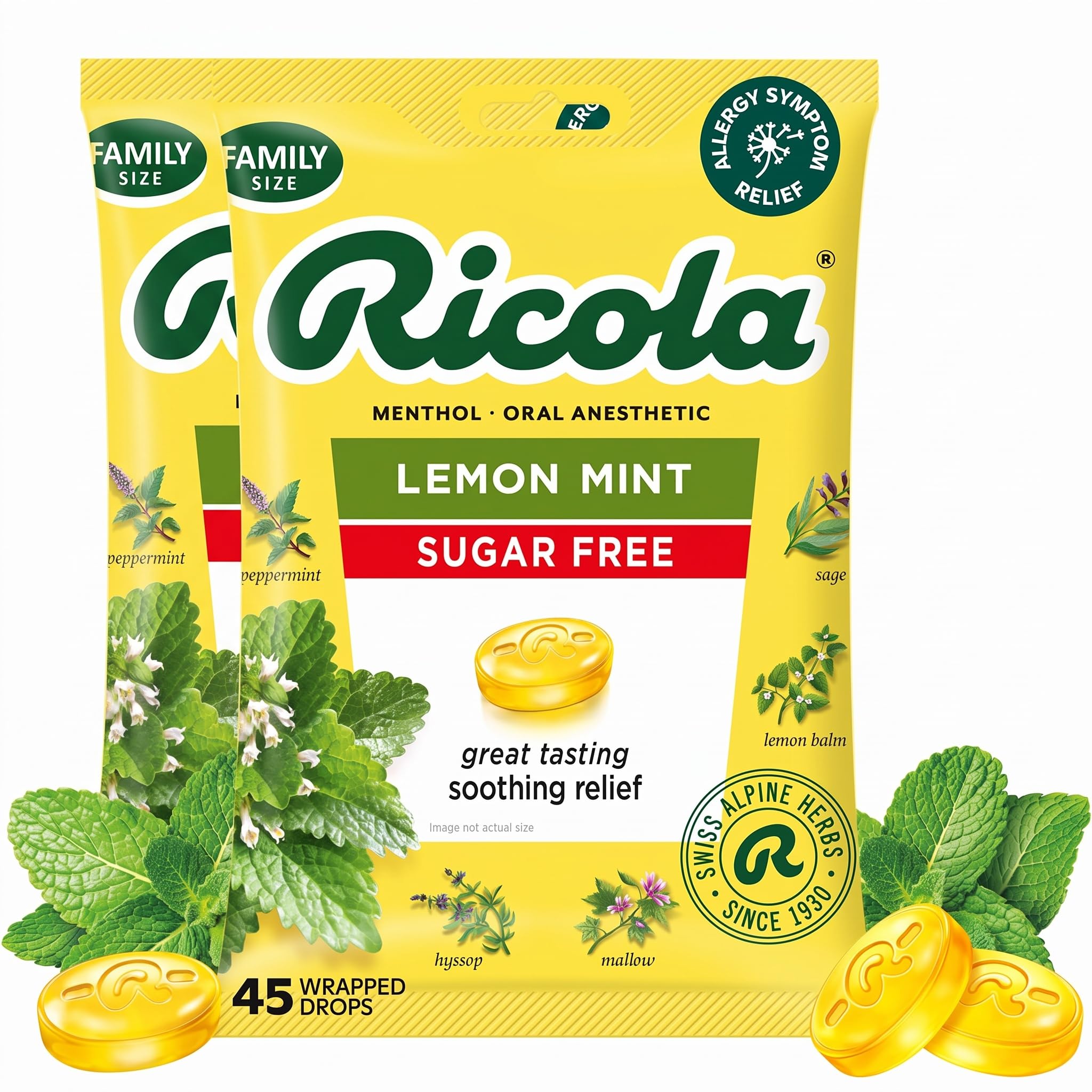 Ricola Big Bag Sugar Free Lemon Mint Cough Drops, 45 Drops, 1 Count — Amazon image 8