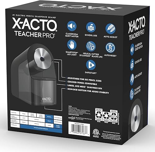 Miniatura 6 de X-ACTO Sacapuntas eléctrico resistente para la escuela, negro, 1 unidad