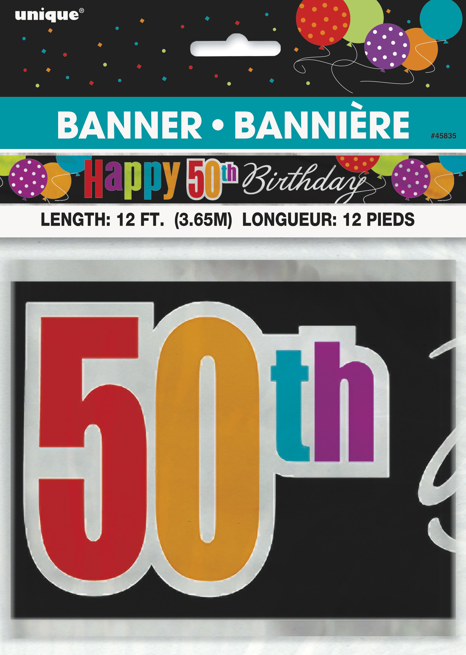 Unique Ballons d'anniversaire en Aluminium de 45,7 cm., Plastique, Multicolore, 12'