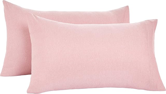 Amazon Basics Chambray Pillowcases, Set of 2, 50 x 80 cm - Sandy Red