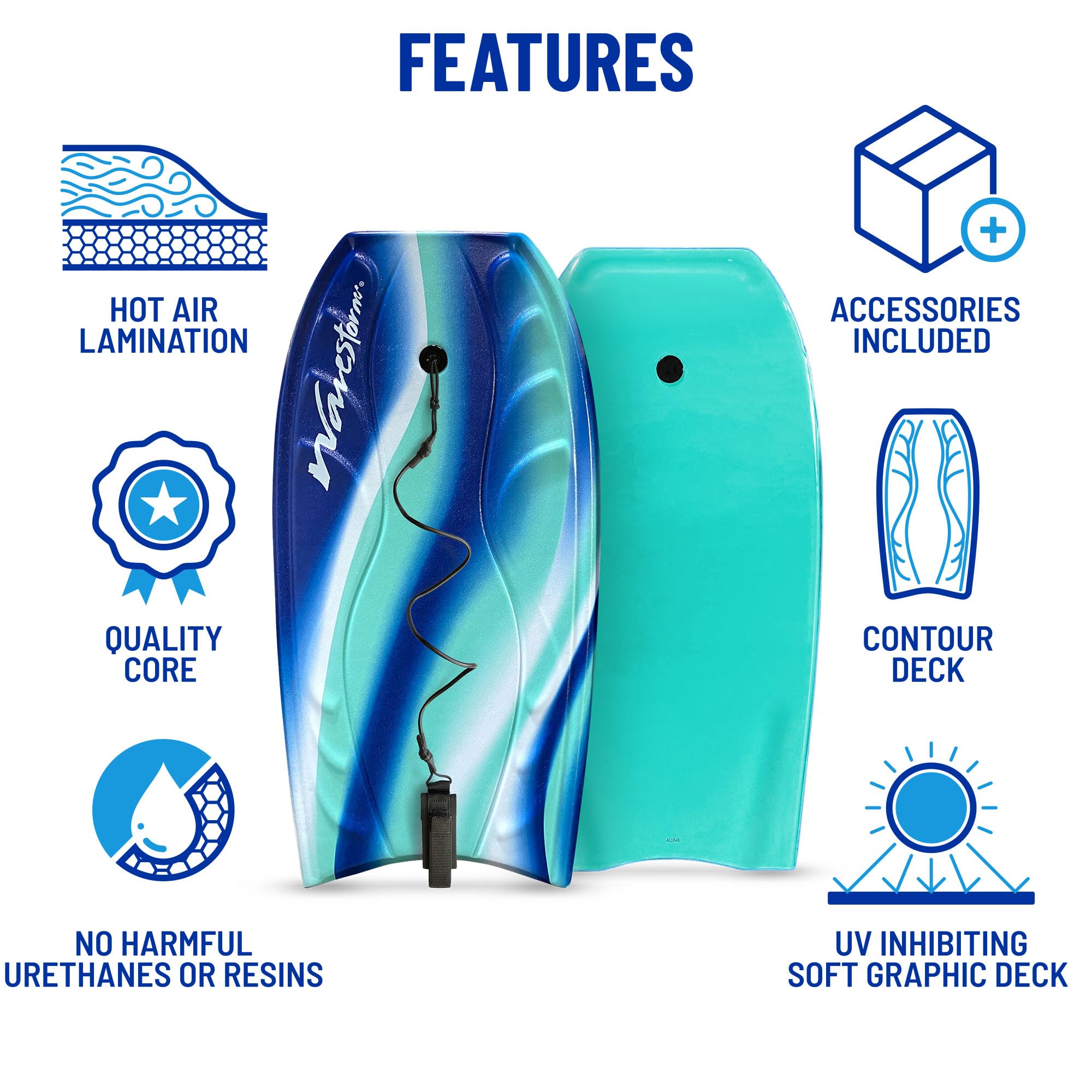 Wavestorm Bodyboard de Espuma de 40 Pulgadas | Bodyboards recreativos para Principiantes en Todos los Niveles de Surf | Cubierta contorneada y Fondo de Canal | para Lake Pool Beach