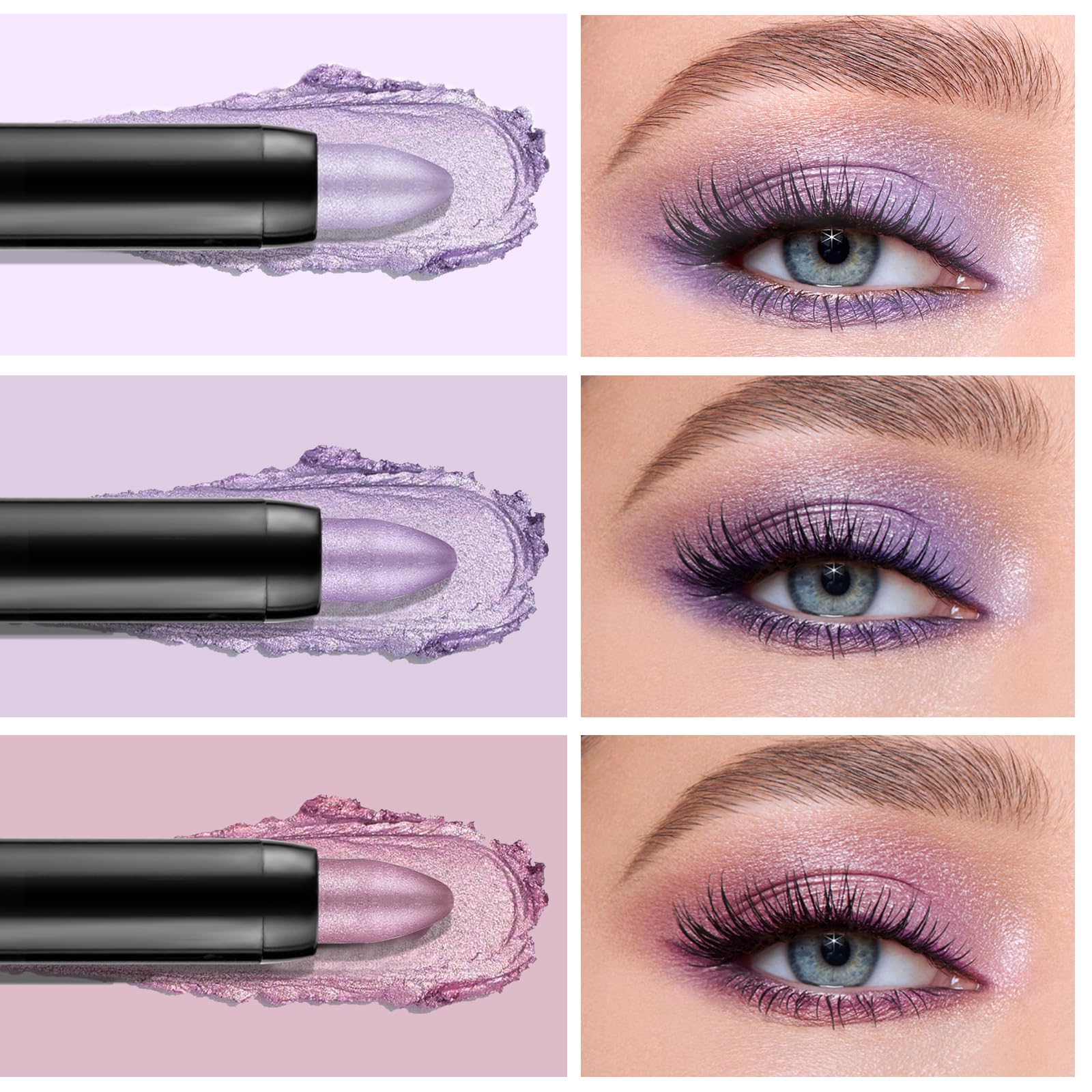 Boobeen 3PCS Cream Eyeshadow Pencil Crayon Waterproof Eyeshadow Brightener Stick Shimmer Eyeshadow Pen Create Glitter Eye Makeup - Image 2