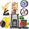 Mixer Smoothie Maker to Go 2-in-1 Mini Mixer Kitchen for Grinding & Mixing 800 W Blender Electric Stand Mixer with 2 Bottles & 6 Blades Stainless Steel High Performance Mixer for Kitchen Baby Porridge Shakes