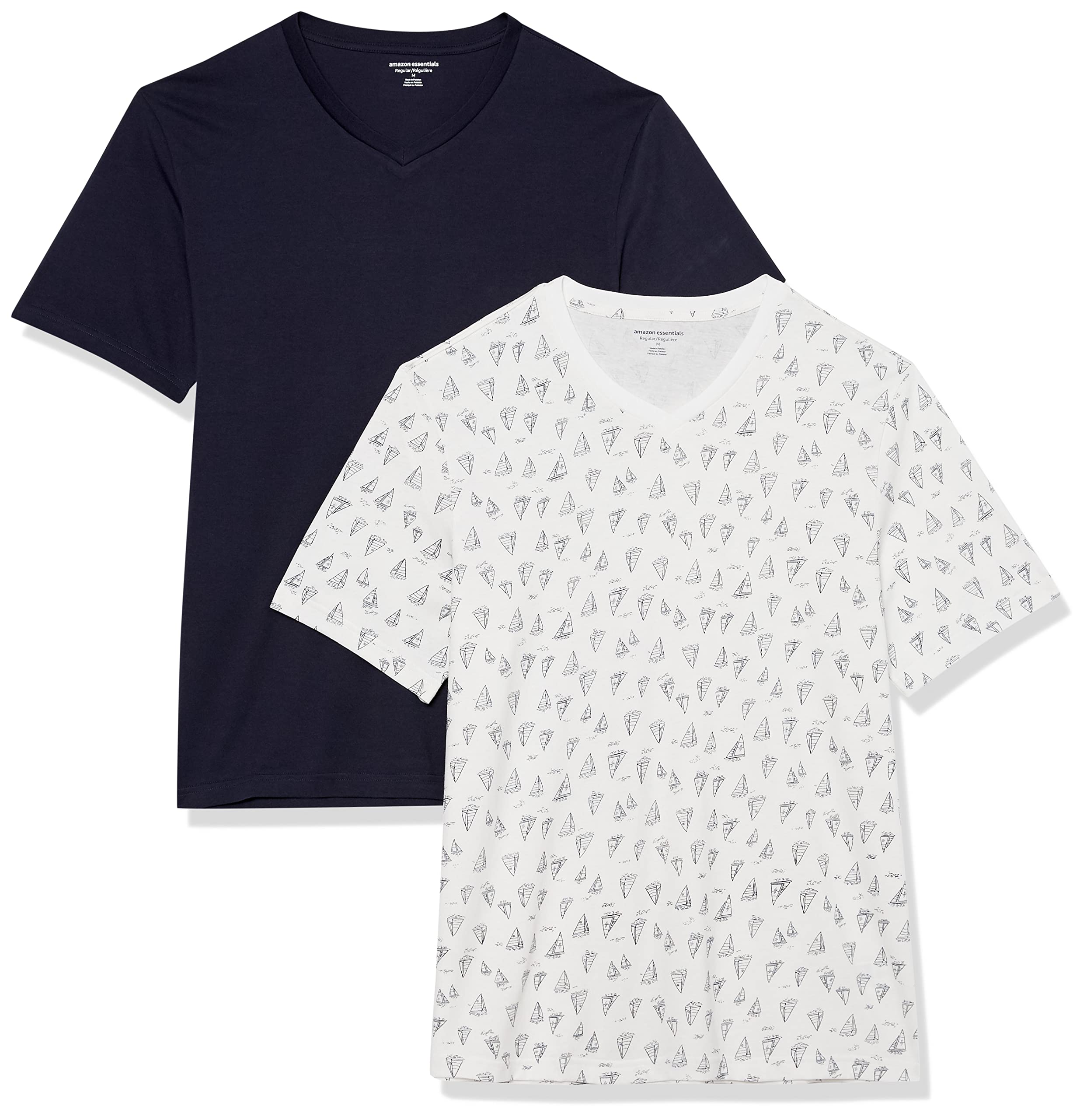 Amazon Essentials Men's Short-Sleeve V-Neck T-Shirts, Pack of 2